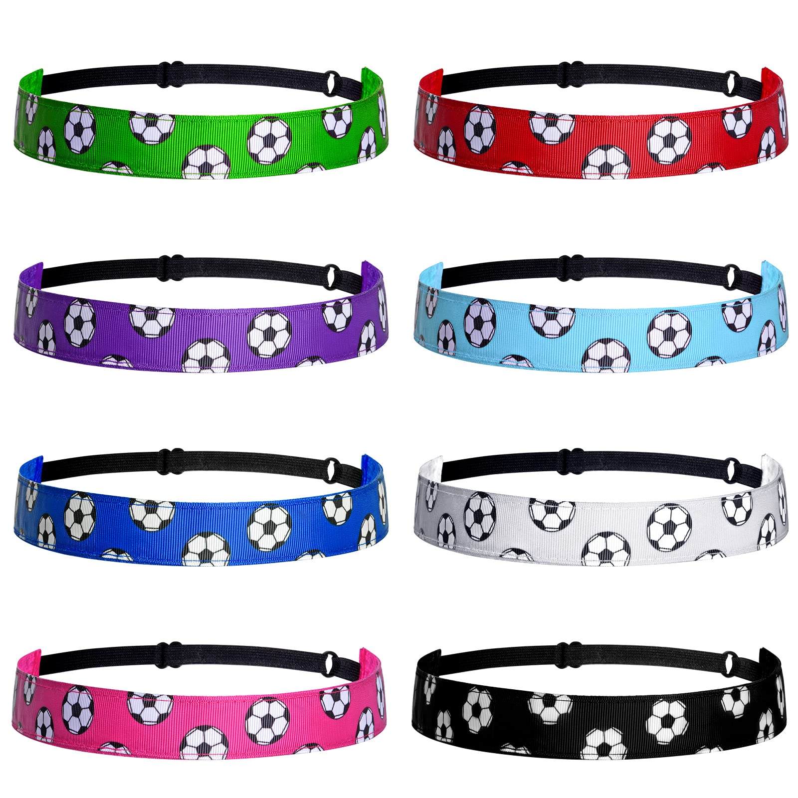Photo 1 of SUMERSHA 8Pcs Soccer Headbands for Girls Women Elastic Soccer Hairband Non-slip Adjustable Football Headband Sports Hair Accessories, 8 Colors