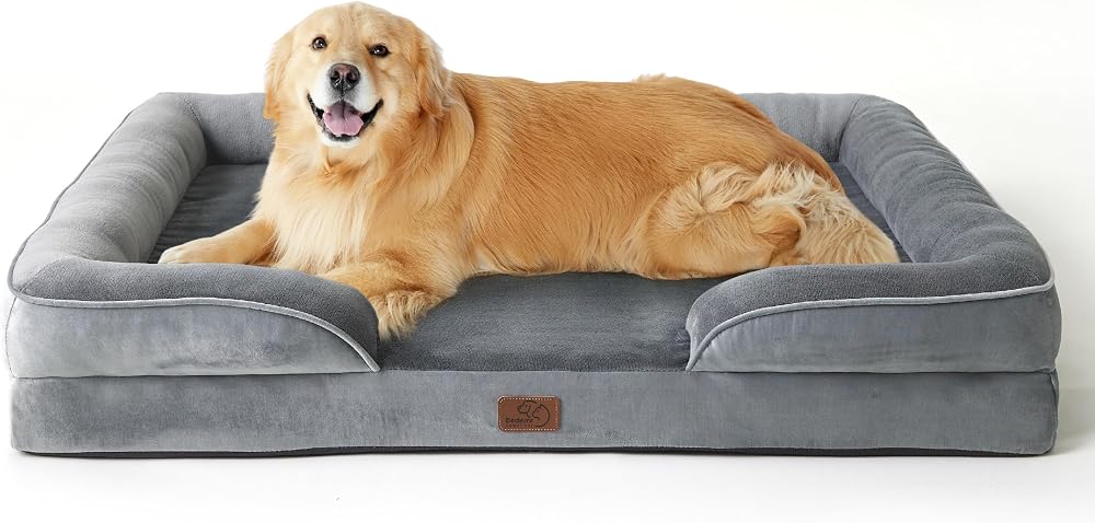Bedsure Dog Sofa Bed Extra Large Orthopedic 122x89x20cm Grey