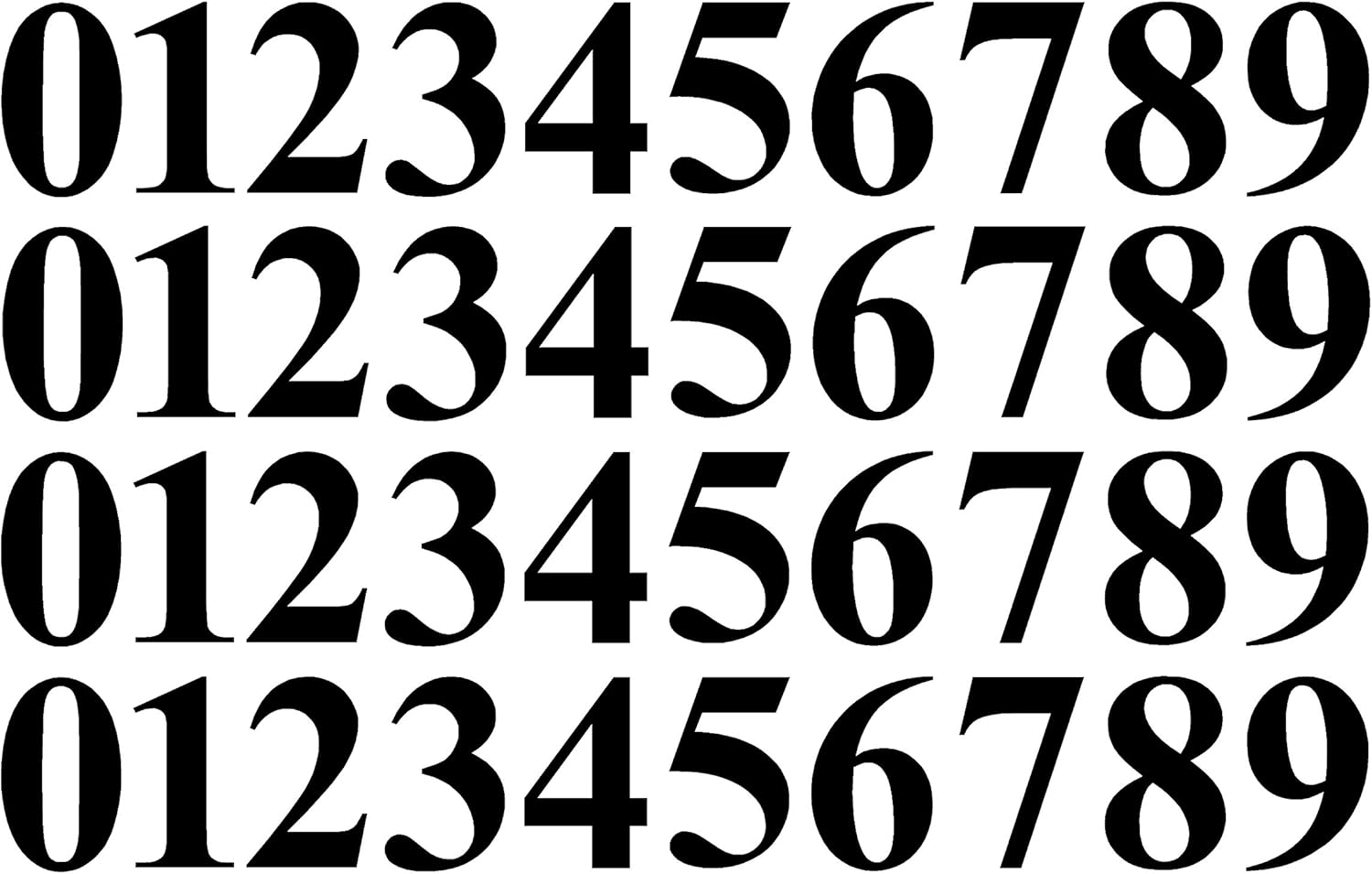 09 Numbers Black Vinyl Sticker Decals Assorted Set of 40