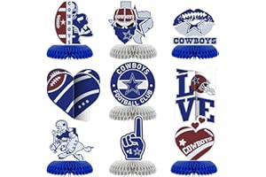 ZCPTZ 9 Pcs Cowboys Party Decorations American Football Rugby Honeycomb Centerpieces Cowboys Birthday Party Supplies Table Toppers Table Centerpieces for Sports Game Celebration Birthday Party Supplies