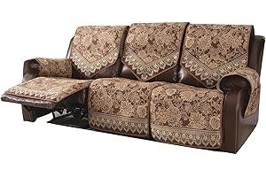 LUFEIJIASHI Waterproof Recliner Sofa Covers Non-Slip Recliner Couch Covers for 3 seat, Split Washable Jacquard Reclining Couch Covers Furniture Protecto (Brown, 3 Seater)