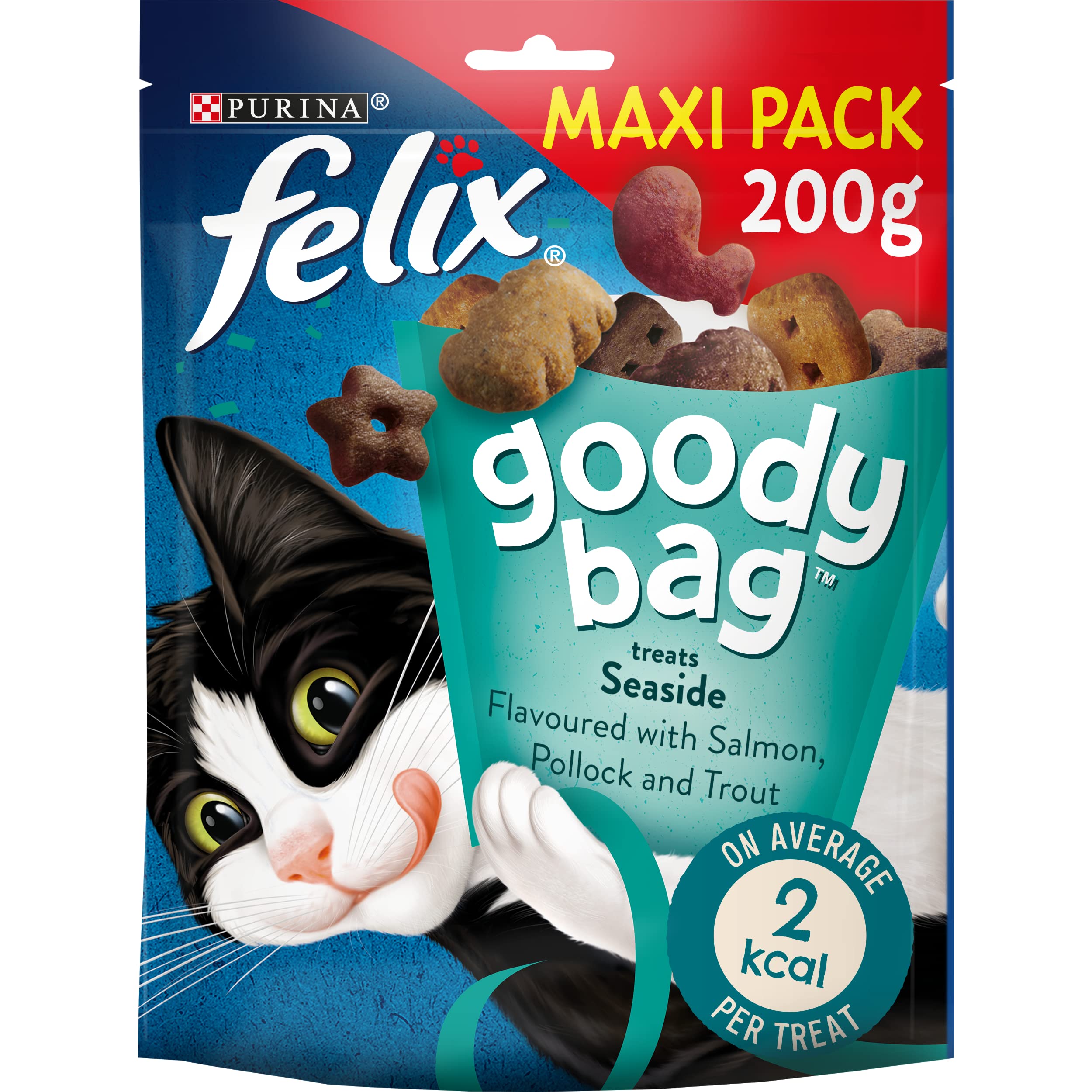 FELIX Goody Bag Seaside Mix Salmon, Pollock and Trout Cat Treats 200g (Pack of 5)