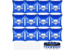 KETNET Swimming Pool Cover Hanging Water Weigh Bags with Hooks 12 Pack 0.4 mm PVC Weigh Bags for Above Ground Pool, Heavy Duty Weights Water Bag for Pool Cover Winter Winterizing Closing Kit, 11.5″L×11.5″W