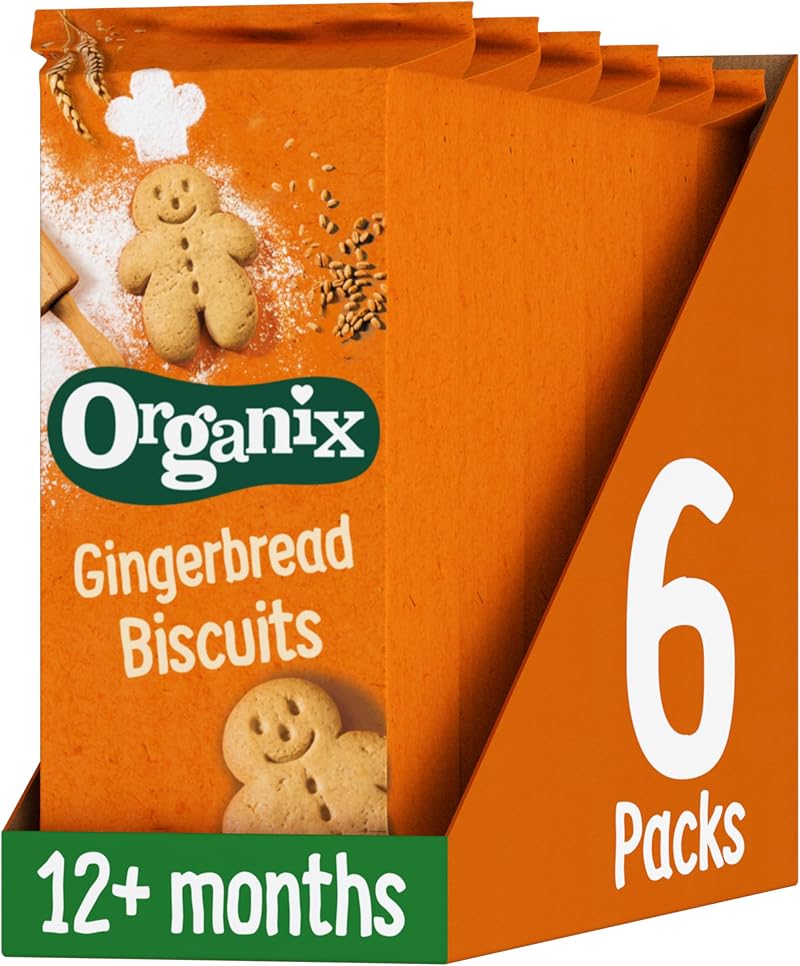 Organix Gingerbread Men Organic Toddler Biscuits 135g Box x6 12+ Months