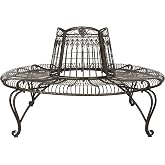 SAFAVIEH Outdoor Ally Darling Metal Tree Bench, 60.3" Rustic Brown PAT5019A | Tree Bench, 60.3", Iron, Patio Outdoor