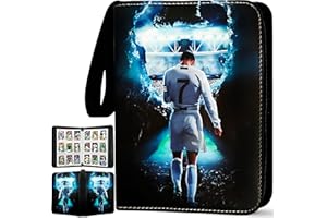 SLONSER Soccer Card Binder 900 Pockets, 50 Sleeves Large Soccer Binder 3 Ring Zipper Trading Cards Holder 9 Pocket, Sport Card Collection Book Storage Organizer, Album Folder Case Protector Collector Gift