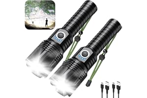 SKNSL Flashlights High Lumens Rechargeable, 990,000 Lumens High Powerful Flash Lights, Super Bright Tactical Handheld Led Flashlight with 5 Modes, Waterproof for Camping,Emergencies