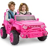 Best Choice Products Kids 24V 2-Seater Electric Ride On Car Truck w/ 132lb Weight Capacity, Parent Control, Bluetooth, LED Lights - Hyper Pink