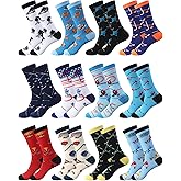 Yearntown 12 Pairs Novelty Hockey Socks for Men Funny Hockey Socks Bulk Sport Team Gift for Birthday Holiday Sport Lovers
