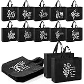 Paterr 30 Pcs Christian Appreciation Gift Bags Bulk Large Reusable Non-woven Christian Religious Bible Verse Pastor Tote Bags with Handles Church Valentines Party Favor (Black)