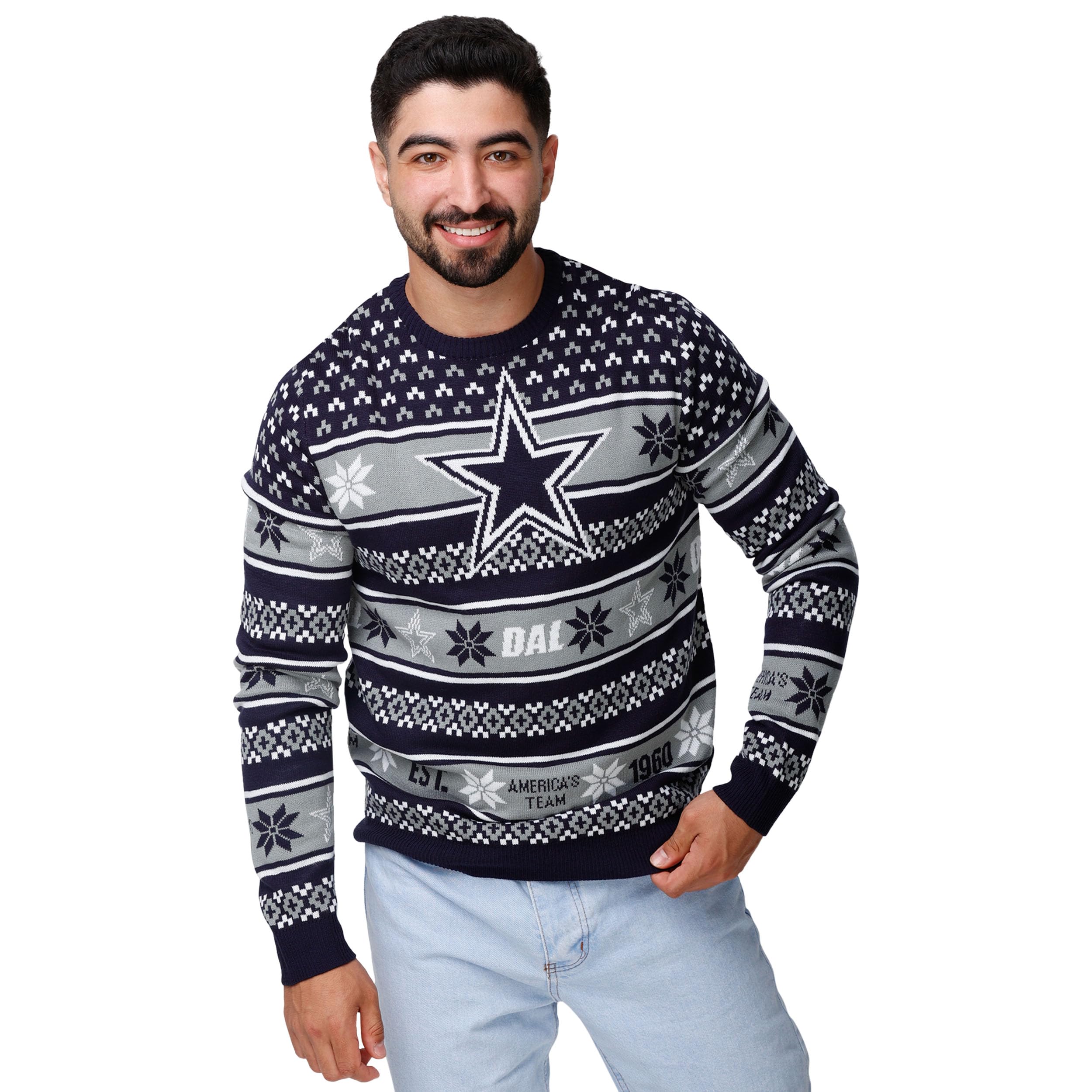 FOCO Standard NFL Big Logo Ugly Sweater, Team Color