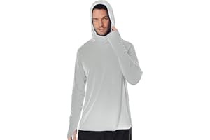 Roadbox Mens UPF 50+ Fishing Shirt, Long Sleeve UV Sun Protection Hoodies, Quick Dry Rash Guard for Hiking Outdoor Working