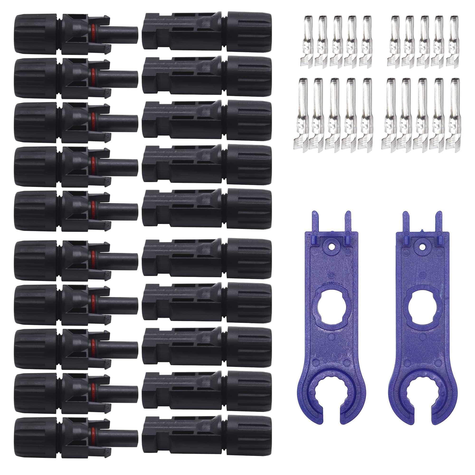 HISports 10 Pair Solar Panel Connector 30A,connectors,Solar Panel Cable Connector With Spanner,Solar Connector for 2.5/4/6mm² Cable,Photovoltaic Connector, Black