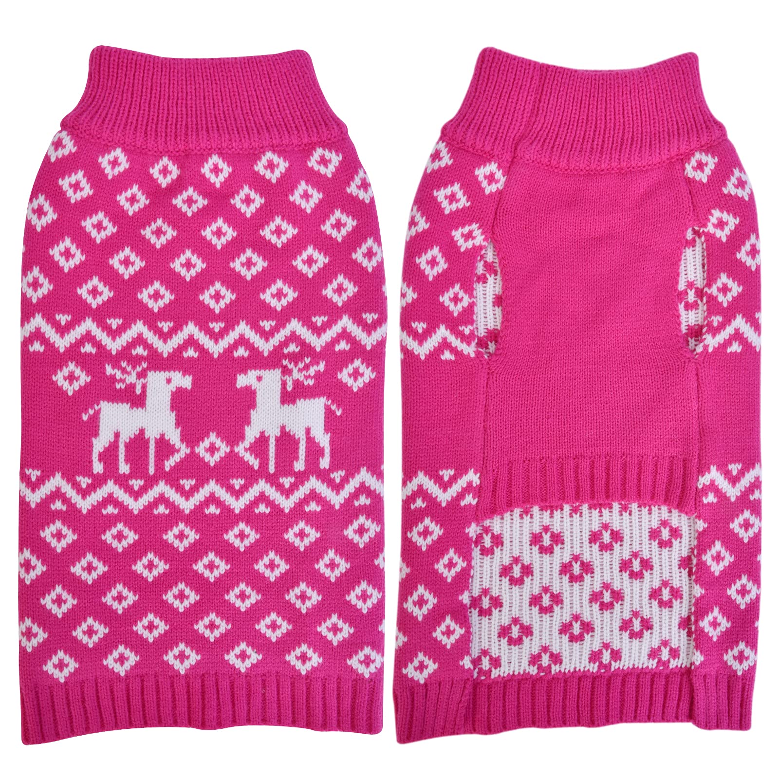 LuzPet Pink Dog Christmas Jumper, Xmas Dog Jumpers Knitted Outfits Warm Sweater Dog Costumes, for Large Breed Dogs, Bulldog, Whippet, XL Size