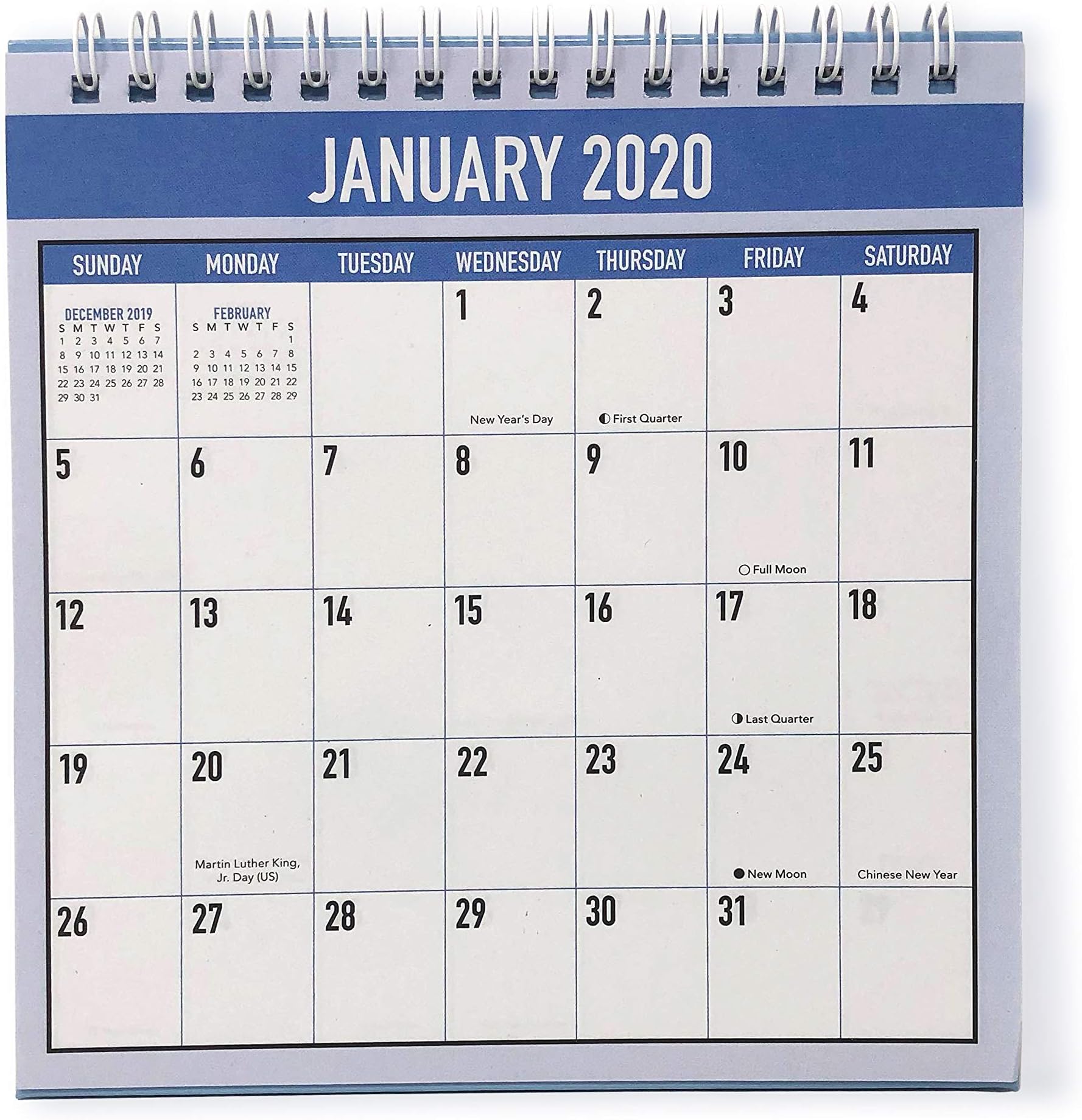 Desk Monthly Calendar for Year 2020, at a Glance Planner Calendars, Office Calendar Table Pad (Blue)