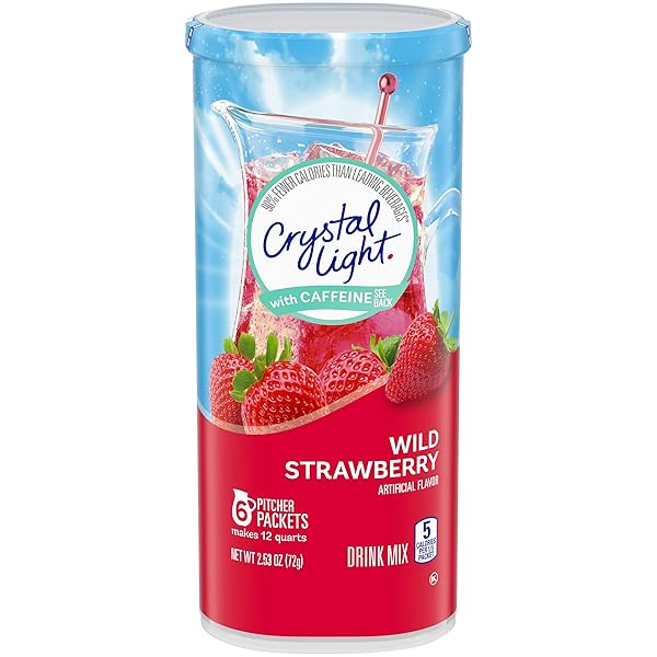 CRYSTAL LIGHT WILD STRAWBERRY DRINK MIX WITH CAFFEINE (6 PITCHER PACKETS)