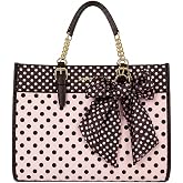 Betsey Johnson Satchel Handbag with Chain Strap and Charm, Convertible Shoulder &amp; Crossbody Purse for Women, 13 x 10 Inch
