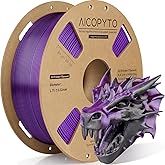 AICOPYTO Dual Color Silk PLA 3D Printer Filament 1.75mm, Dual Color 2-in-1 Purple-Black Silk Filament 1KG Spool Dimensional Accuracy Probability +/- 0.02mm Fits for Most FDM 3D Printers, Black-Purple