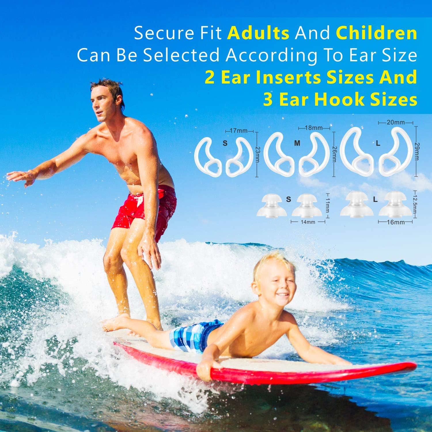 softvox Swimming Ear Plugs, New Upgrade Design Waterproof Reusable Silicone Swim Ear Plugs for Swimmer Showering Bathing Surfing Snorkeling and Other Water Sports (Orange) : Sports & Outdoors