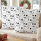 eowvsio 2PCS Christmas Pillow Covers 18x18 inch,Nightmare Be Christmas Throw Pillow Cases,Xmas Tree Decor Soft Plush Faux Fur Wool Couch Cushion Case for Chair Sofa Bedroom Living Room