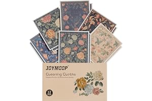 JOYMOOP 12 Pack Decorate Cleaning Cloth (Simple Floral of Decorative Series), Reusable Absorbent Dish Towels, Non-Scratch Washable Rags for Cookware, Kitchen and Household Cleaning - 6.7×7.9 inch