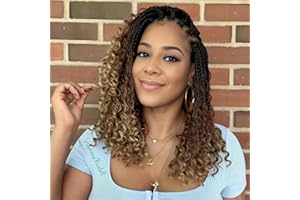 FIRSTCYH HAIR 8 Packs Goddess Box Braids Crochet Hair for Black Women -14 Inch Crochet Braids Hair Bohomian Box Braid Crochet Hair Synthetic Braiding Hair (1B/30/27)