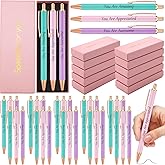 Tenceur 50 Pcs Valentines Appreciation Ballpoint Pen Gift Set 30 Motivational Pens with 10 Valentine Greeting Thank You Cards and 10 Pink Gift Boxes for Teacher Employee Office Party Favor(Christian)