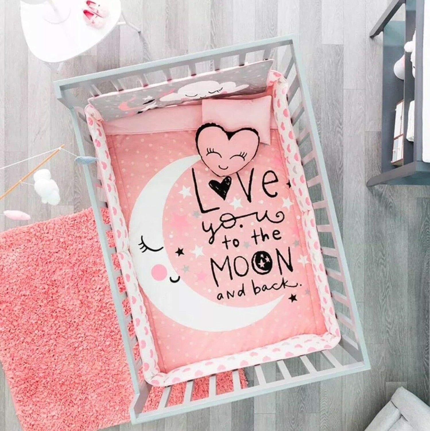moon and stars baby girl bedding