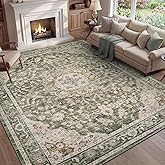 PADOOR 5X7 Area Rug,Rugs for Living Room,Soft Olive Rugs for Bedroom,Machine Washable Rug Non Slip Carpet for Dining Room Living Room Bedside Office