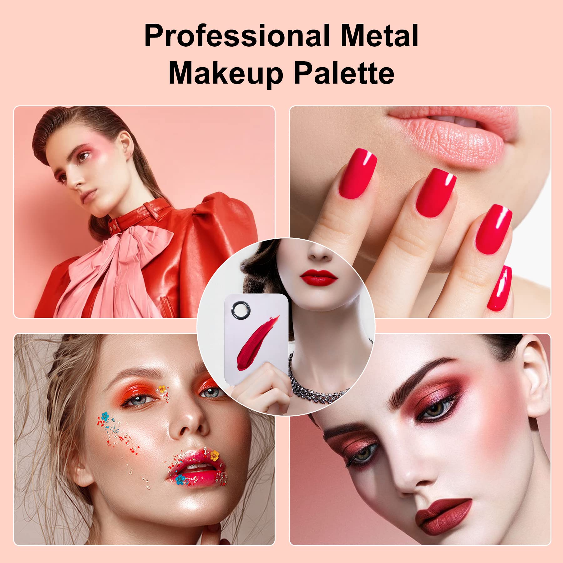 Stainless Steel Metal Makeup Palette with Spatula Artist Tool for Mixing Foundation Nail-Art, Cosmetic Makeup Palette, Makeup Plate, 6×4