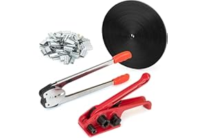 GRESDENT Poly Strapping Tensioner & Cutter Manual Banding Sealer Tools Set with PP Plastic Strapping Kit 4000" Length, 100 Metal Seals-Black Strapping