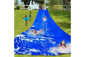 pdpdoc Extra Long 30 x 6 ft Heavy Duty PVC Lawn Water Slide w/Grommets & Stakes, Suitable for Adults & Kids, Includes 18 Pack