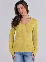 ANRABESS Womens Long Sleeve Cable Knit Sweater 2025