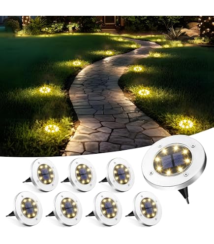 12 Luces Solares Para Jardín - IP44, Blanco Cálido, 8-10 Horas De Autonomía