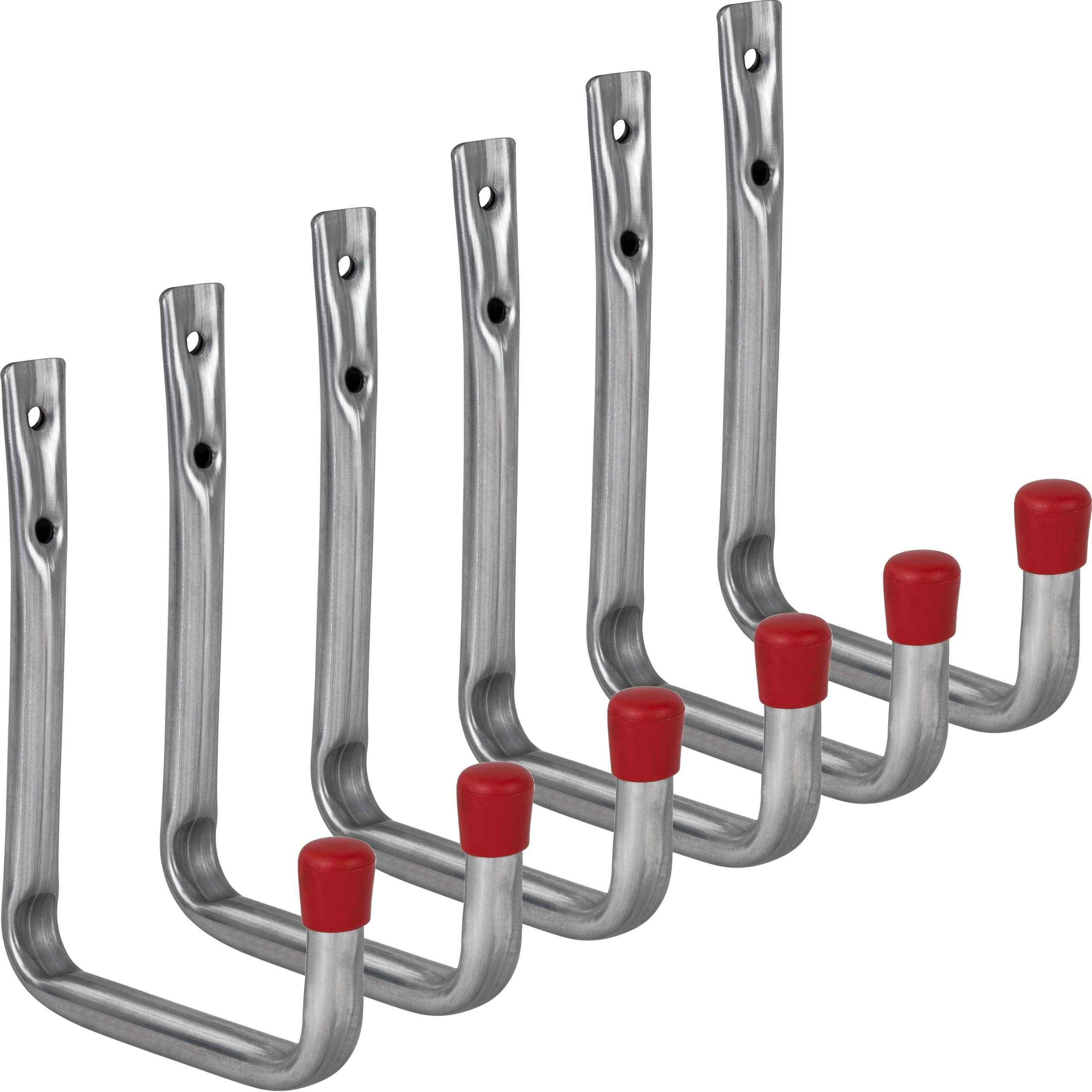 ALPENSTAHL Wall Hook Bracket Garage Hook Workshop Device Holder 120 x 82 mm Mounting Hooks for Wall Mounting Heavy Duty Metal Load 45 kg Pack of 6 Mounting Hooks Set U-Shape