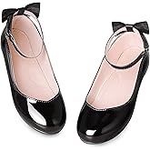 Bigwow Girls Mary Jane Dress Shoes Princess Flats with Bow Wedding Party Flower Girl Back to School Shoes for Little Big Kids