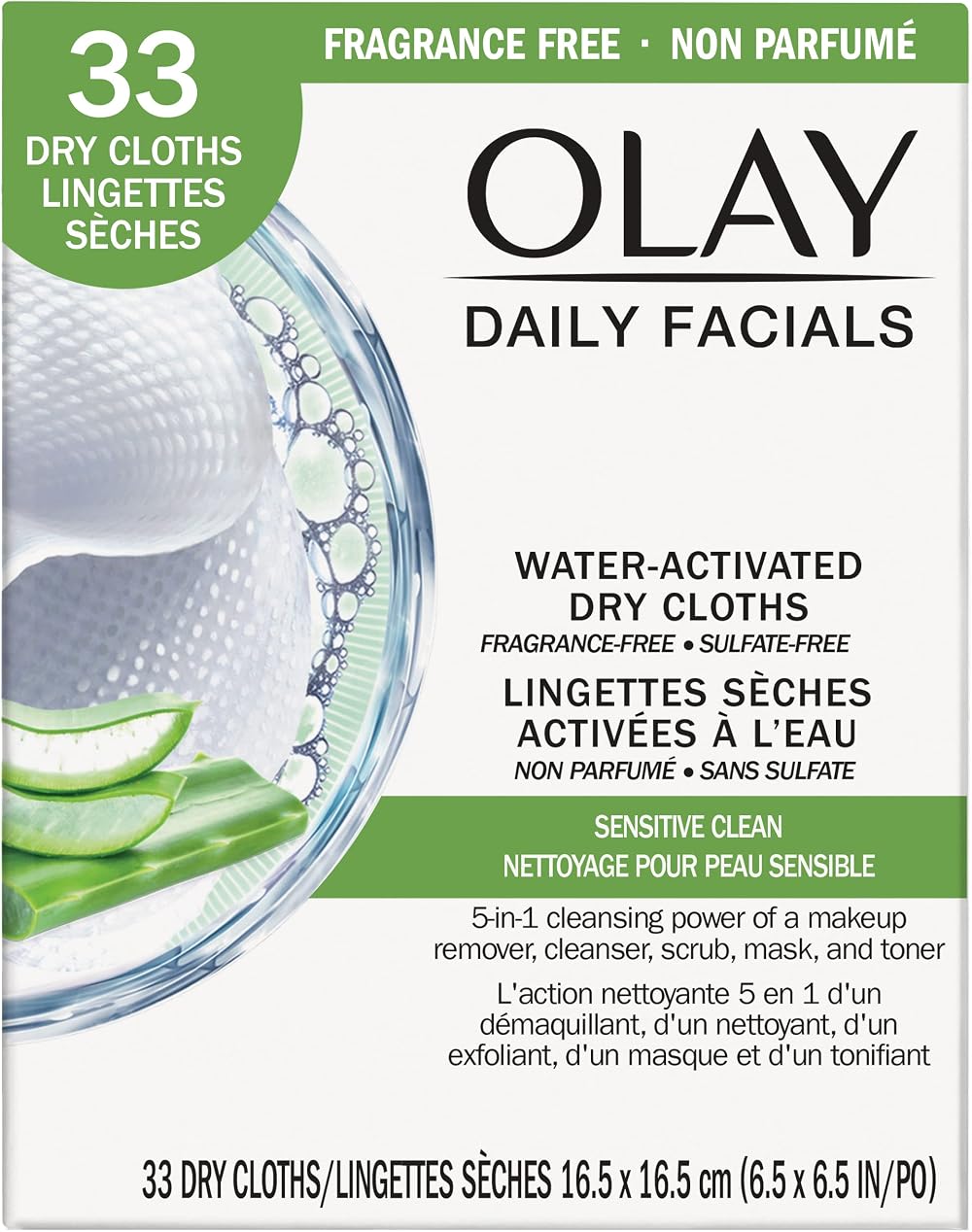 Olay 4-in-1 Sensitive Daily Facial Cloths 33 Count Gentle Cleansing Makeup