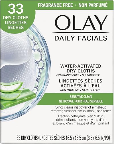 Olay 4-in-1 Sensitive Daily Facial Cloths 33 Count Gentle Cleansing Makeup