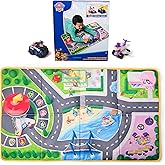 PAW Patrol Pup Squad Adventure Bay Playmat, 33-Inch Foldable Mat with Exclusive Chase and Humdinger Vehicles, Kids Toys for B