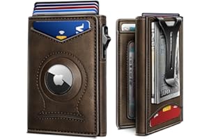 BULLIANT Money Clip Wallet,Mens Gift Slim Wallet Credit Card Holder Airtag&Standard Use 9Cards-Metal Case in Magnetic Flip Shell