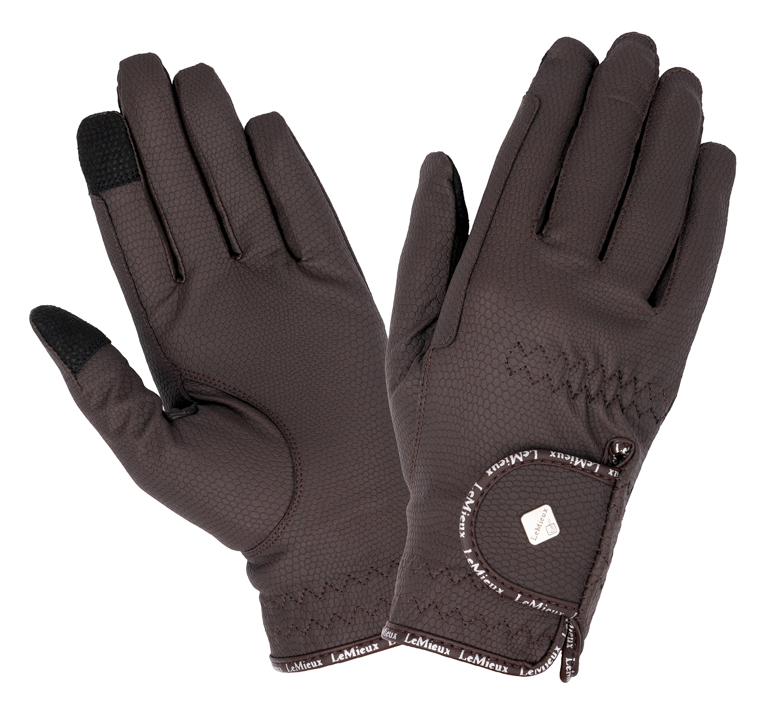 LeMieux Unisex Classic Leather Riding Gloves in Brown - Breathable - Touch Screen Compatible - L