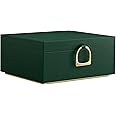 SONGMICS 2-Layer Jewelry Box, Jewelry Organizer with Handle, Removable Jewelry Tray, Jewelry Storage, Floating Effect, 8.1 x 9.4 x 4.3 Inches, Gift Idea, Forest Green UJBC165C01