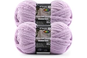 LPALATS Chunky Chenille Yarn for Crochet and Knitting – 2-Pack Super Soft Jumbo Yarn – 20 Vibrant Colors – 7oz/200g Total, 76.4 Yards – Ideal for Baby Blankets, Amigurumi & Crafts (Lavender, 2 Skein)