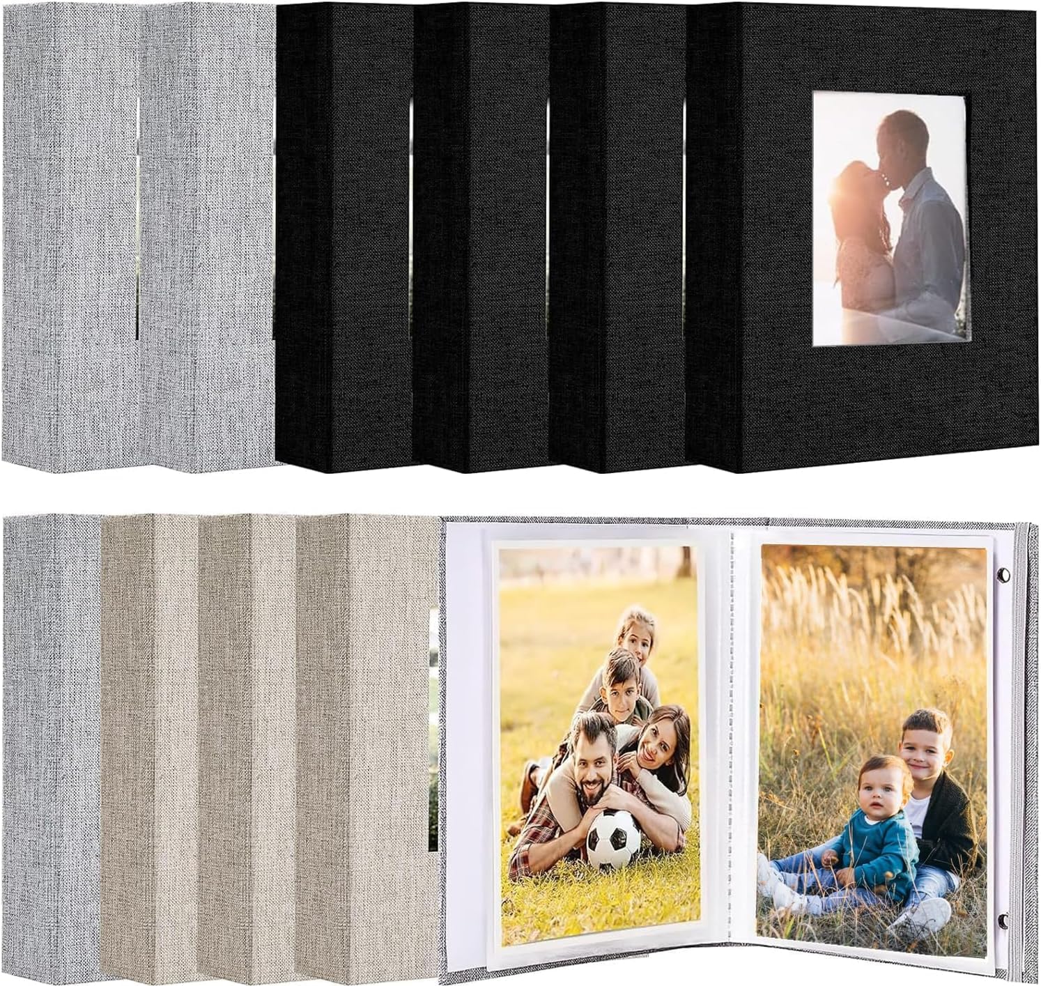 10 Pack Photo Albums 6x4, Small Photo Book 50 Photos Pockets, Slip In Albums 4x6 Photo Slot for Family, Wedding, Anniversary, Baby and Vacation Pictures Storage (3 Colors)