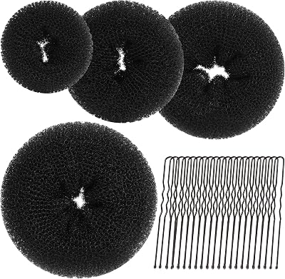 Teenitor Black Hair Bun Donut Set 4 Sizes with 20 Pins Ballet Bun Maker