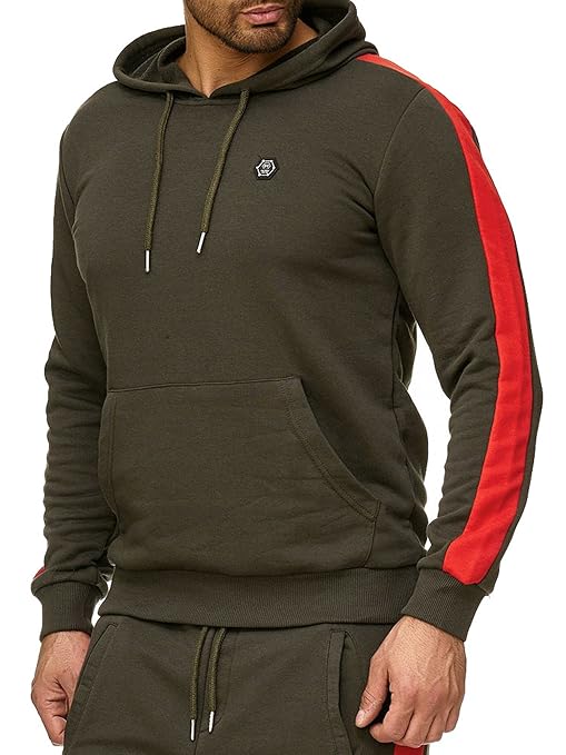 Red Bridge Herren Kapuzenpullover Hoodie Sweatshirt Kontrast Streifen Stripes Chill Bill