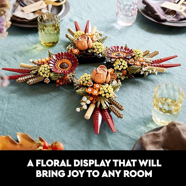 LEGO ICONS DRIED FLOWER CENTERPIECE BUILDING SETS FOR ADULTS, AGES 18+ YEARS – FALL & THANKSGIVING DECORATIONS FOR DINNER TABLE OR MANTEL – 10314