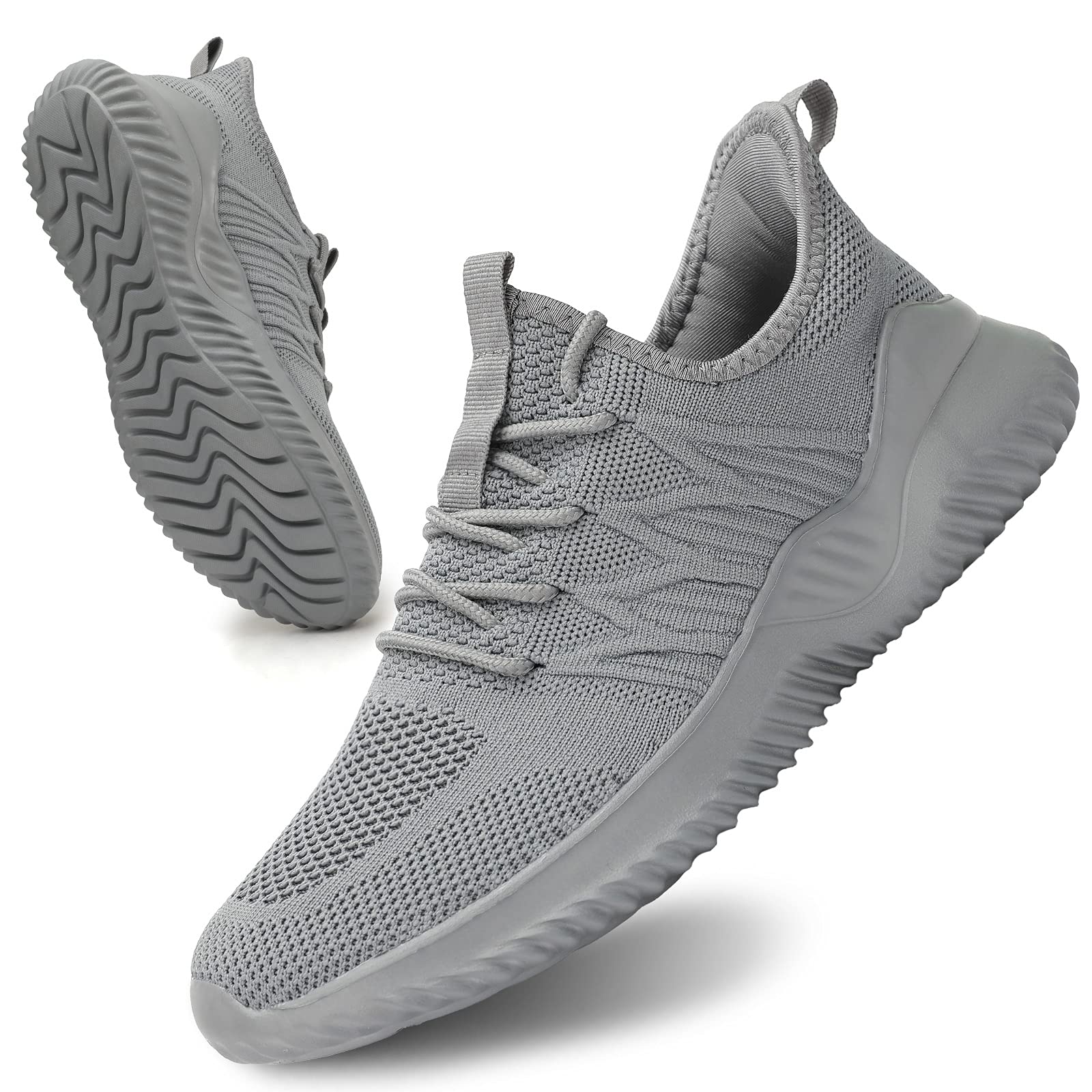 Photo 1 of Socviis Mens Slip On Running Shoes Athletic Walking Trainers Lightweight Breathable Mesh Tennis Sneakers Grey