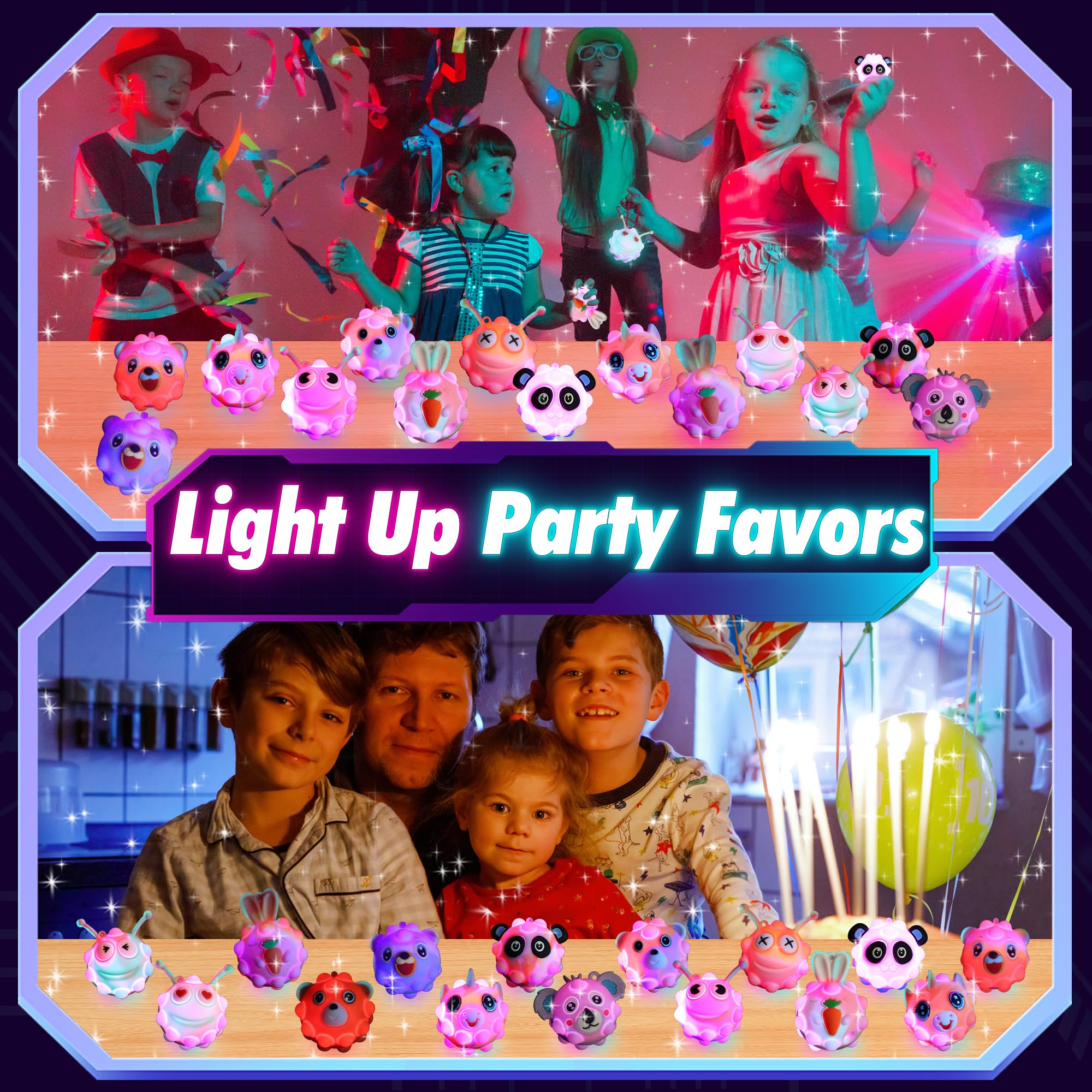 Light Up Animal Pop Balls Toys Party Favors,Goodie Bags Stuffers for Kids,Glow in Dark Pop Balls Birthday Party Favors,Pinata Stuffers,Carnival Prizes,Classroom Prizes