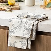 YZJZEDS 100% Cotton French Pastoral Kitchen Towels Set of 2, Decorative Flour Sack Tea Towels with Hanging Loop 18x25 Inch Absorbent Dish Cloths Farmhouse Home Decor, Black